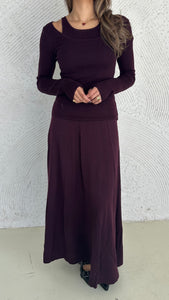 3 piece maroon skirt set