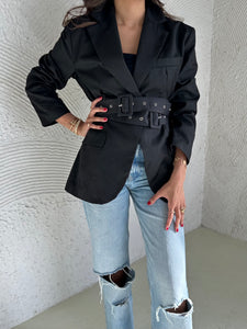 belted wrap blazer