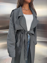 Load image into Gallery viewer, trench coat with detachble scarf
