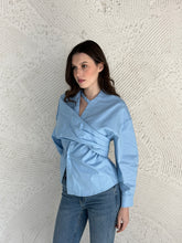 Load image into Gallery viewer, Blue Wrap shirt
