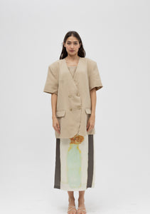 Silk skirt and oversized blazer set