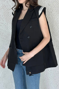 Oversized padded shoulder vest