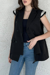 Oversized padded shoulder vest