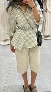 Checkered shirt with waist wrap