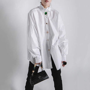 Detailed button oversized shirt