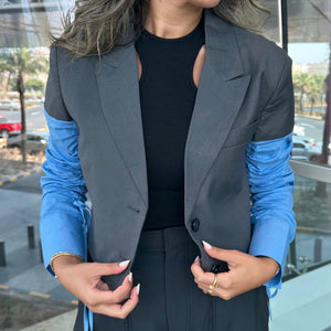 Blazer with scrunched sleeves