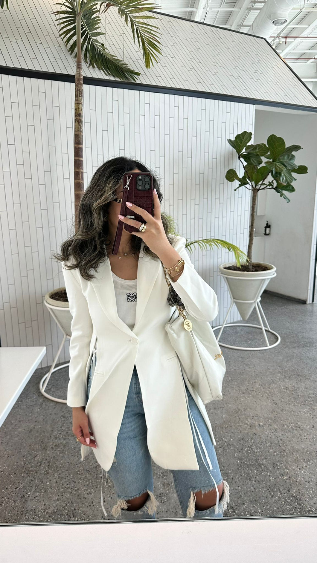 Long white blazer