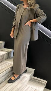 maxi dress with blazer set