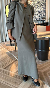 maxi dress with blazer set