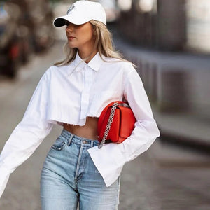 Cropped cotton shirt