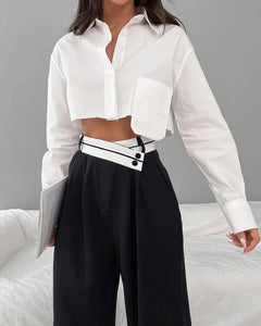 Cropped shirt with pocket detail