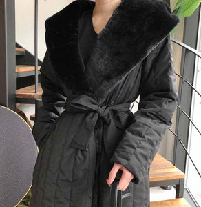 Padded hoodie jacket with fur