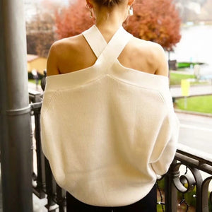 Cross neck sweater