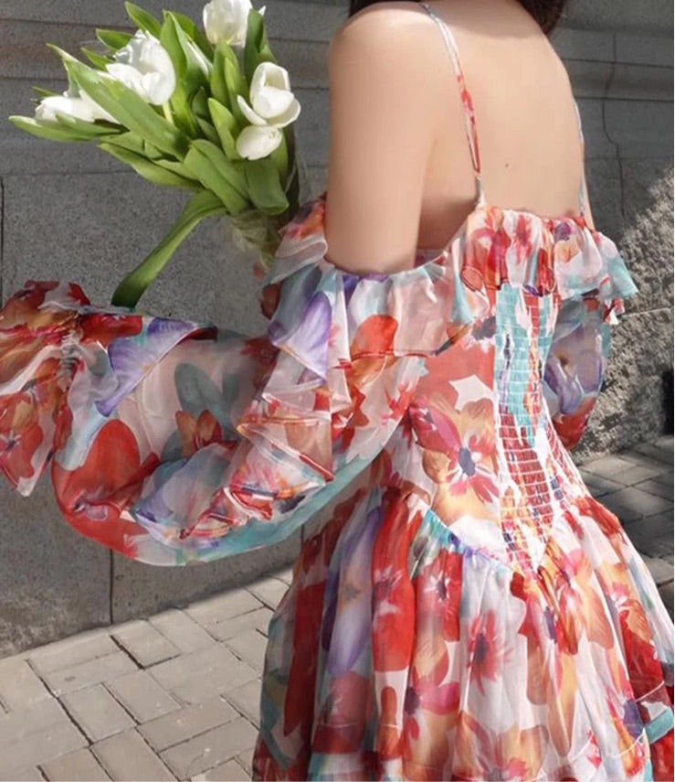 Floral summer off shoulder dress