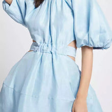 Load image into Gallery viewer, Baby blue summer cut out dress
